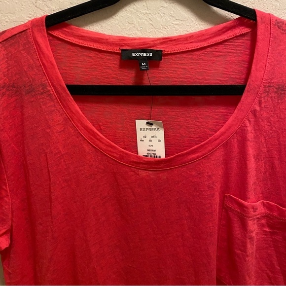 Express Pink Burnout Short Sleeve Pocket Tee Size M NEW - Picture 2 of 7